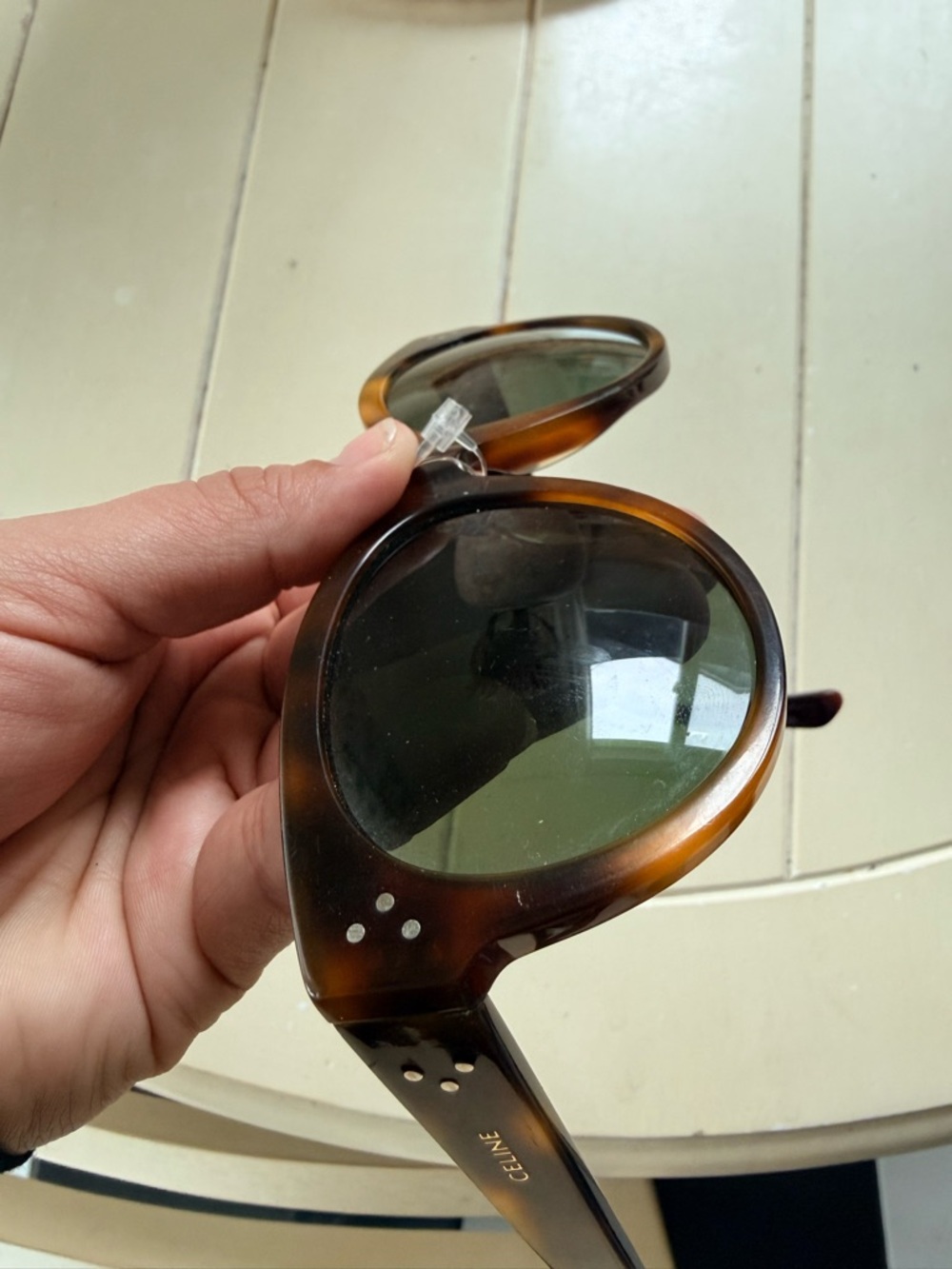 Celine Tortoiseshell Frame Sunglasses with Dark Green Lenses - Picture 8 of 8